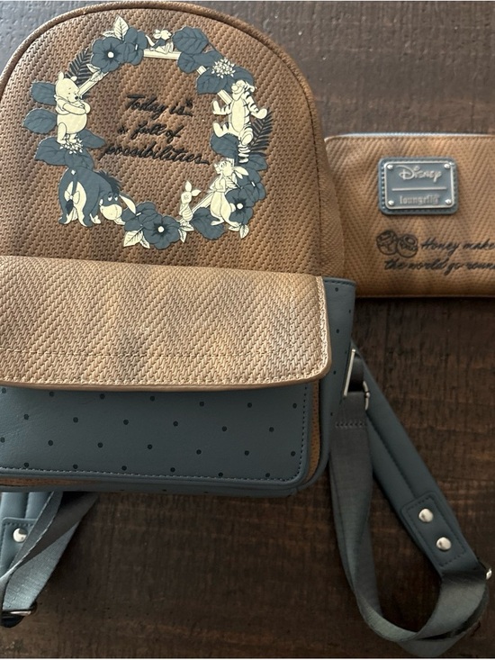 Loungefly Handbags - Loungefly Brown and Blue Winnie the Pooh Mini Backpack